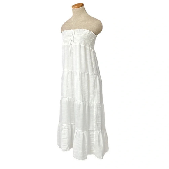 Love Tree Dress Womens Large White Maxi Panel Strapless Smocked Bohemian - Picture 3 of 17
